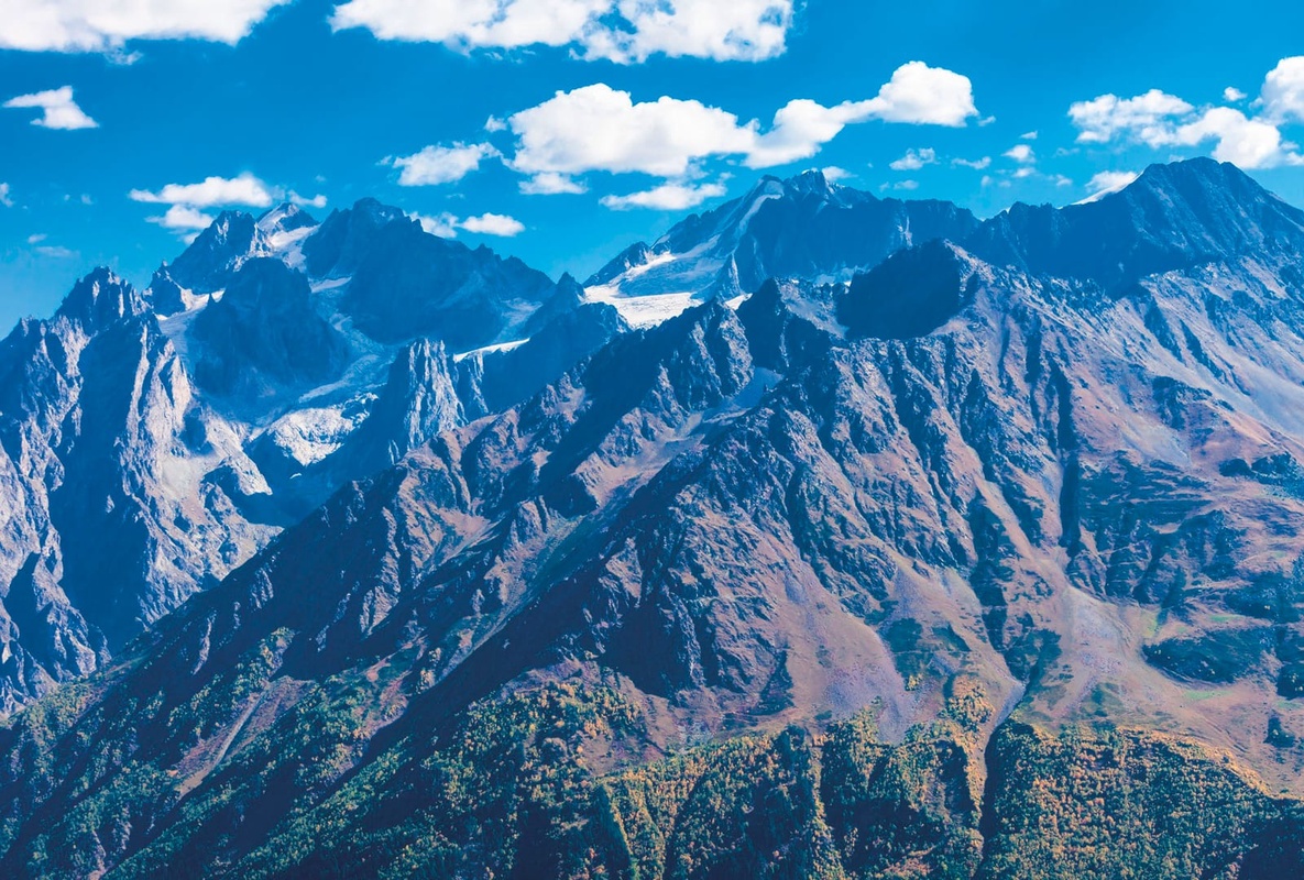 Фотообои и фрески на стену - пейзаж, горы, синий, фиолетовая