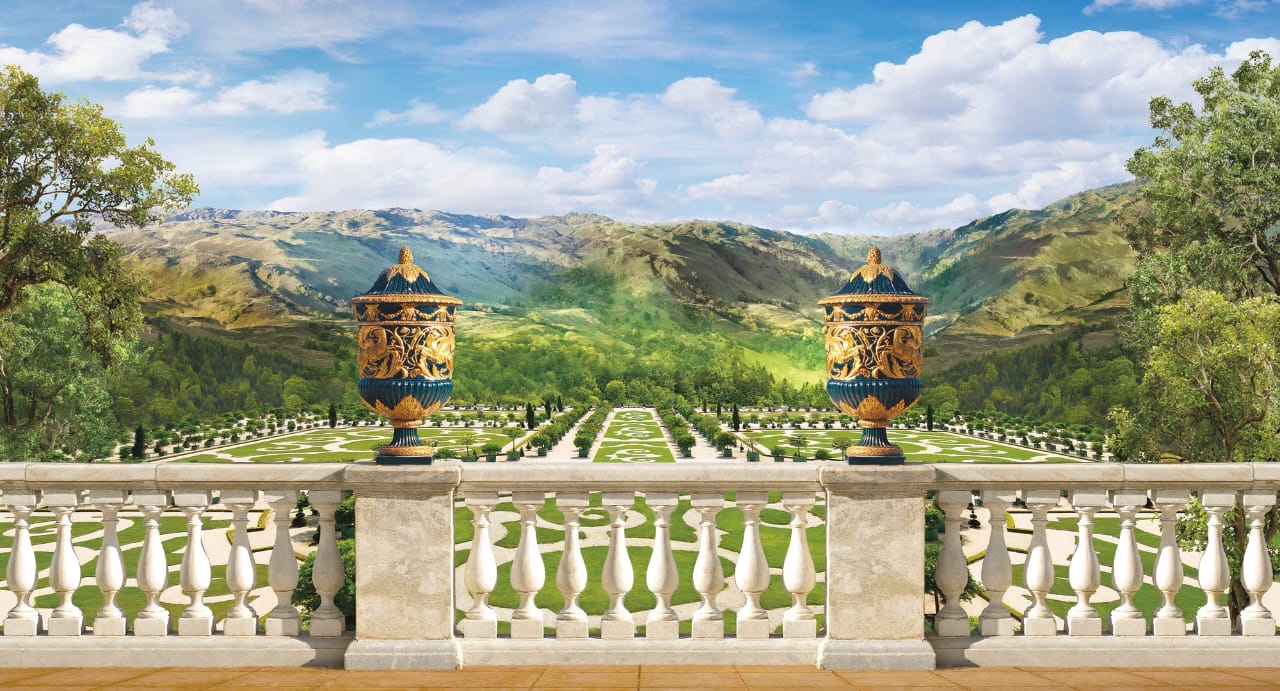 Фотообои на стену - пейзаж, горы, вид с террасы