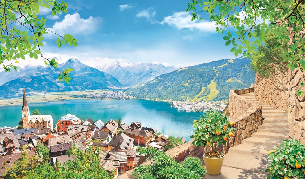 Фотообои на стену - пейзаж, горы, залив