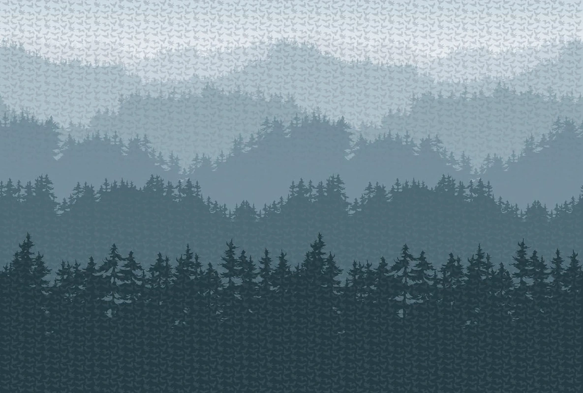 Фотообои и фрески на стену - пейзаж, горы, серо-бирюзовые, серые, серые с градиентом