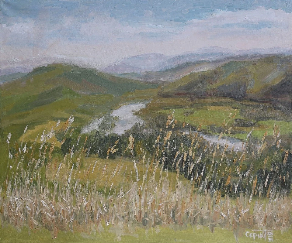 Фотообои и фрески на стену - пейзаж, горы, маслом