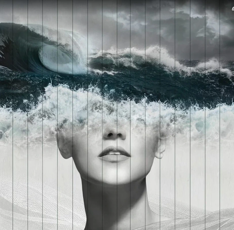 Фотообои на стену - молодежные, девушка, черно-белые, облака