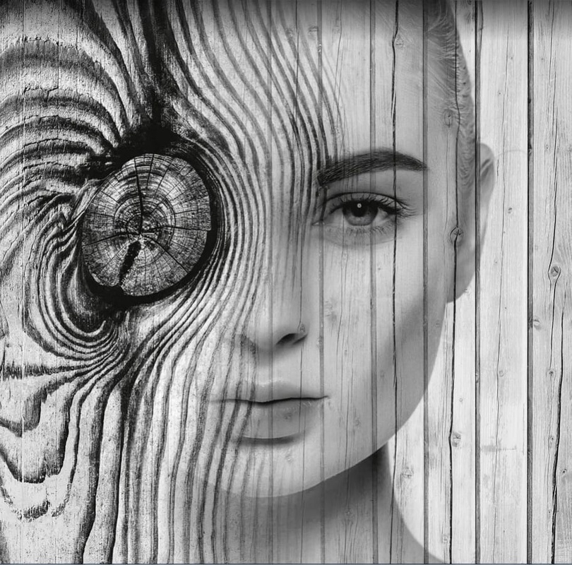 Фотообои и фрески на стену - молодежные, девушка, черно-белые, рисунок дерева