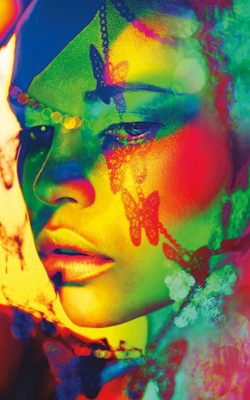 Фотообои на стену - молодежные, девушка, лицо, яркие, красочные