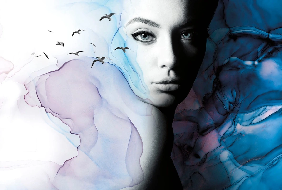 Фотообои и фрески на стену - молодежная, девушка, флюид, синий