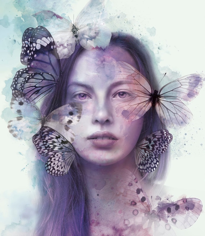 Фотообои и фрески на стену - молодежные, девушка, бабочки