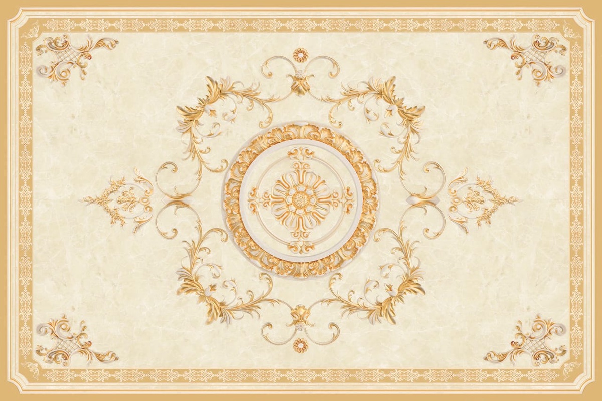 Фотообои и фрески на стену - потолок, с узором, бежевые, прямоугольные