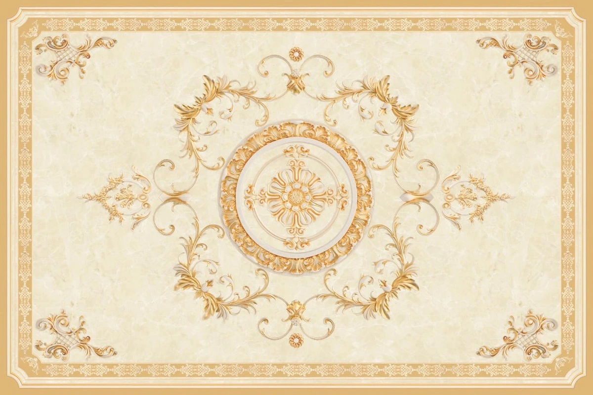 Фотообои и фрески на стену - потолок, с узором, бежевые, прямоугольные