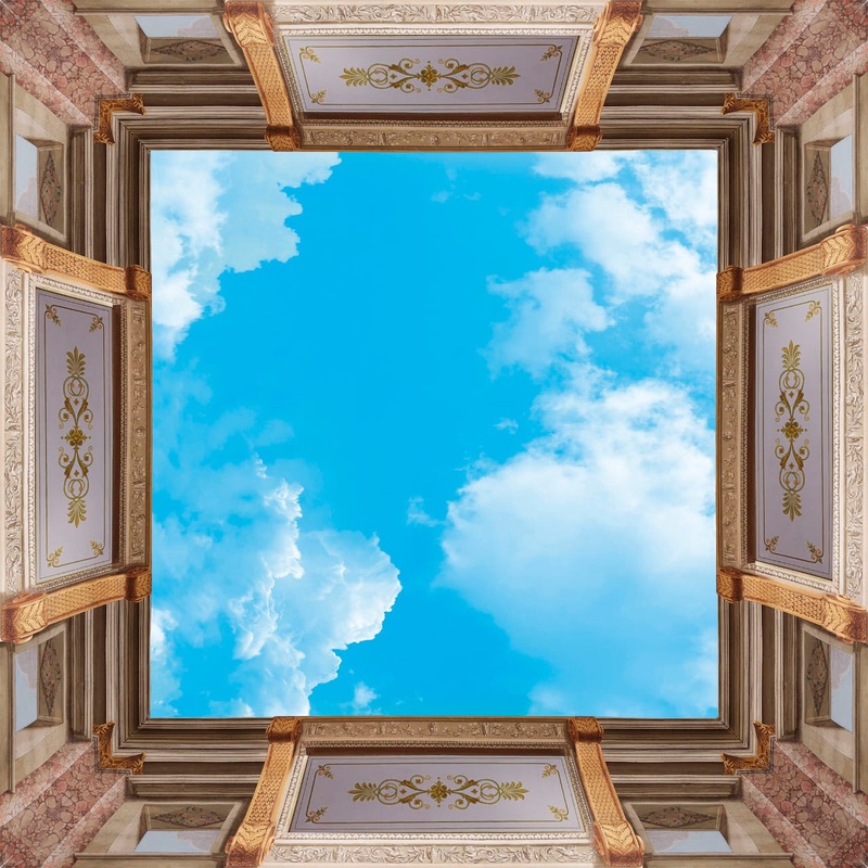 Фотообои и фрески на стену - потолок, квадратный, небо