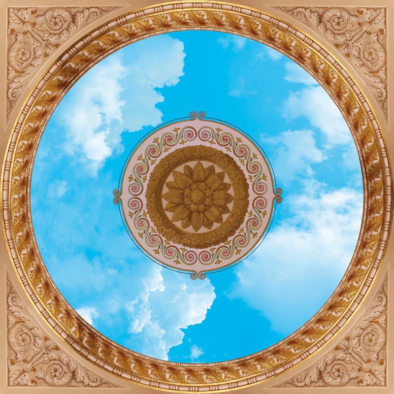 Фотообои и фрески на стену - потолок, круглый, небо, розетка