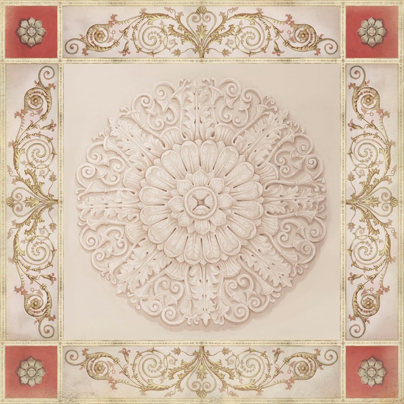 Фотообои на стену - потолок, квадратный, бежевые