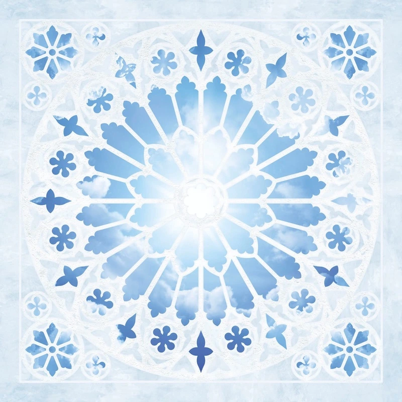 Фотообои и фрески на стену - потолок, квадратные, голубые, с узором