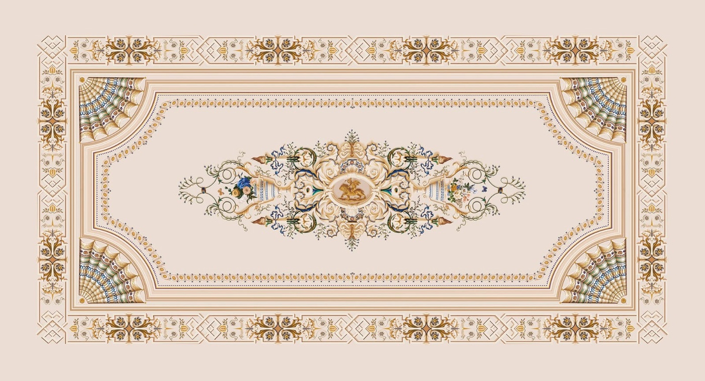 Фотообои и фрески на стену - потолок, бежевые, в коридор, с узором, с рисунком