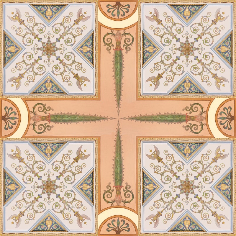 Фотообои на стену - потолок, светло коричневый, с узором