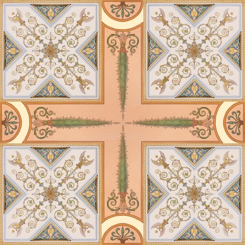 Фотообои и фрески на стену - потолок, светло коричневый, с узором