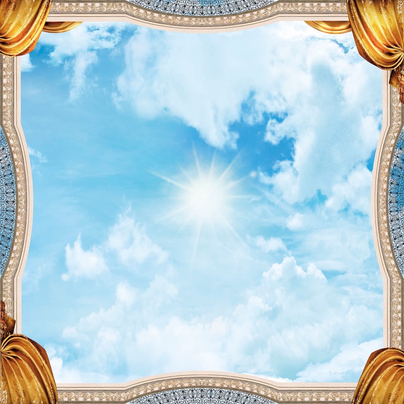Фотообои и фрески на стену - потолок, квадратный, голубой, небо, облака