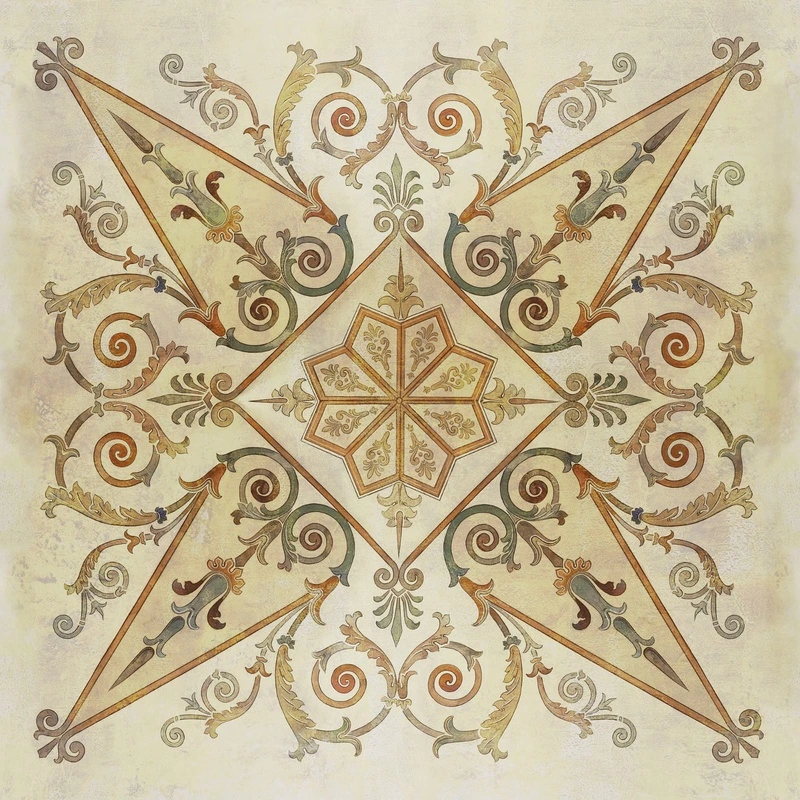 Фотообои и фрески на стену - потолок, бежевые, квадратные, с узором