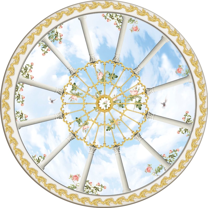 Фотообои и фрески на стену - потолок, круглый, светлый, голубое небо