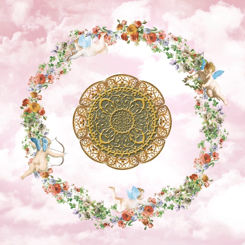 Фотообои и фрески на стену - потолок, круглые, розовая, с цветами