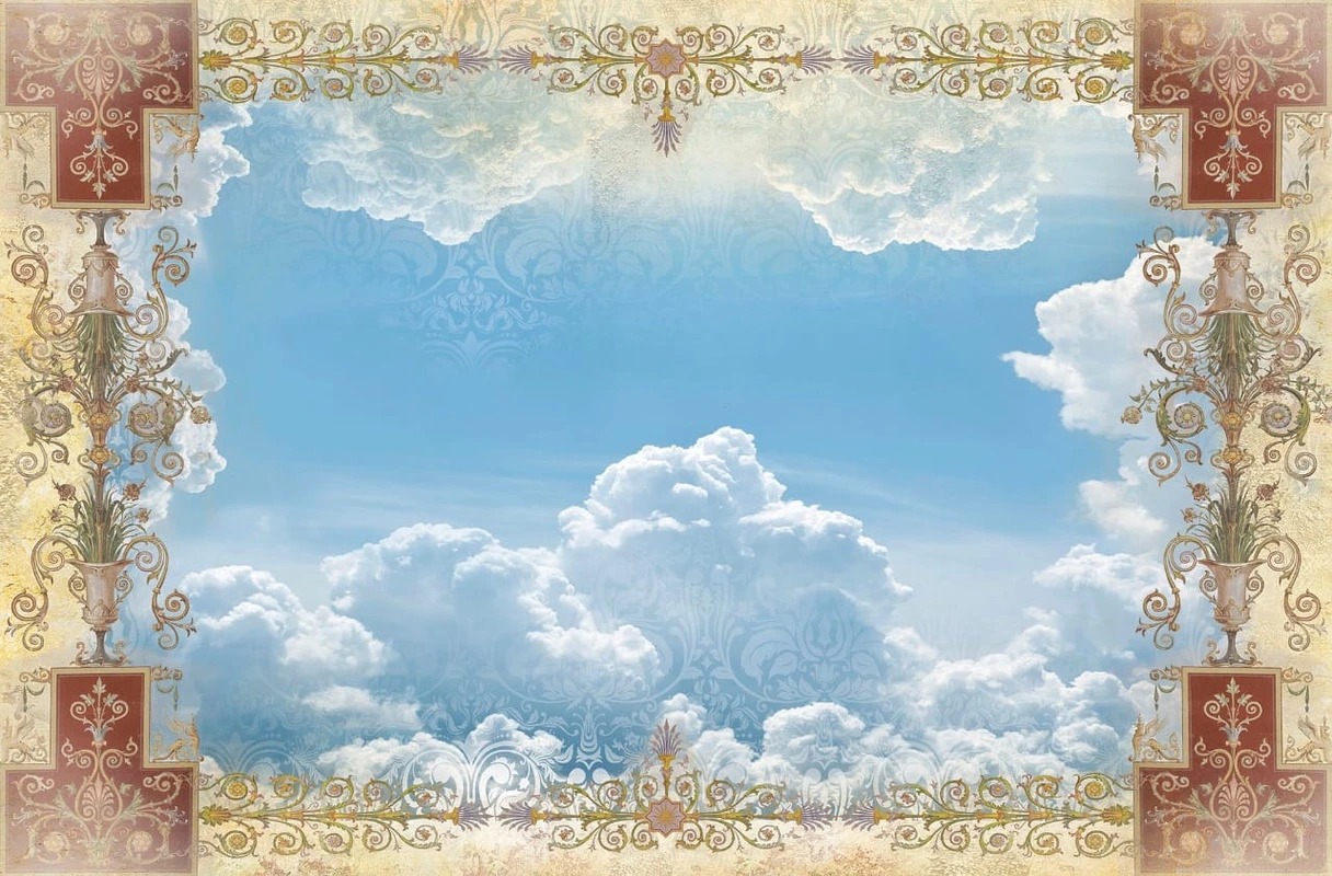 Фотообои и фрески на стену - потолок, прямоугольные, небо с облаками