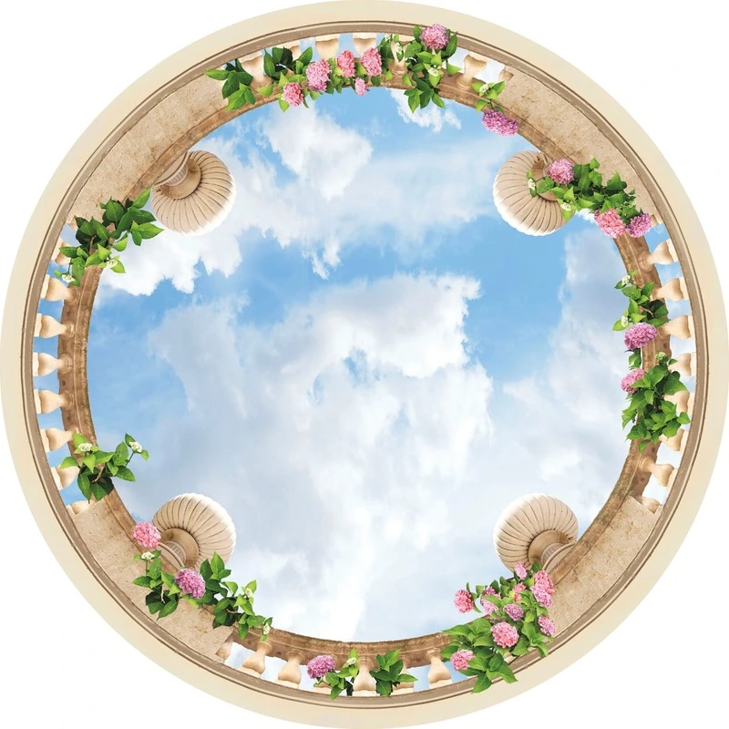 Фотообои и фрески на стену - потолок, круглые, небо, с вазонами