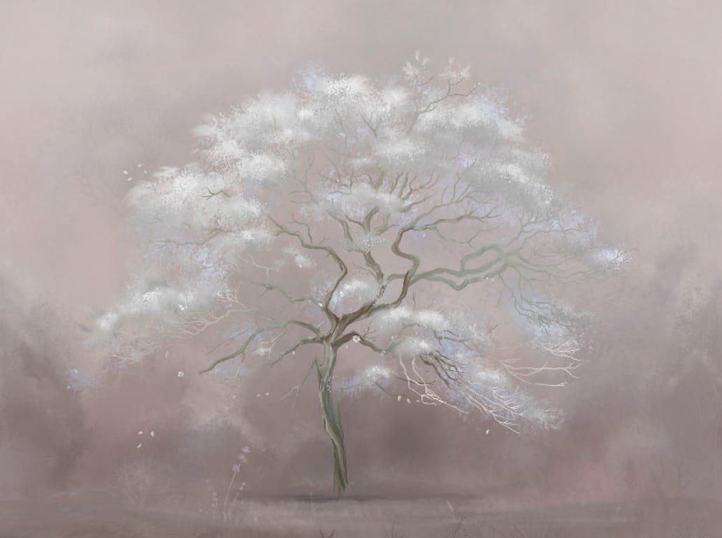 Фотообои на стену - современные, дерево, белое, на бежевом фоне