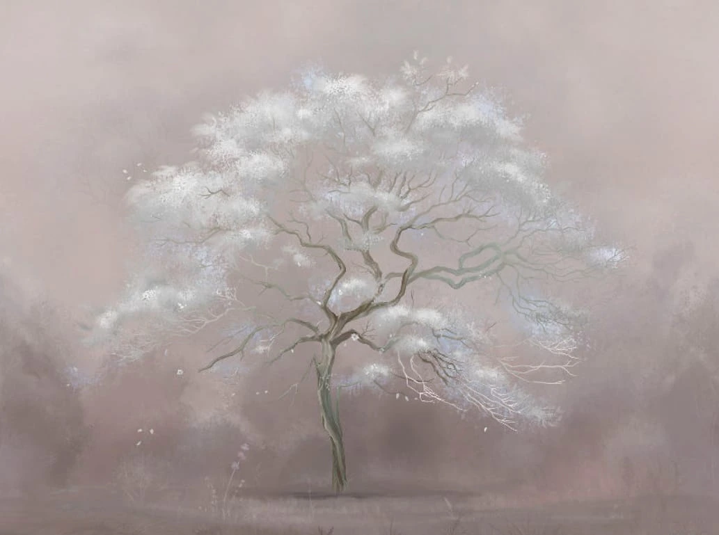 Фотообои на стену - современные, дерево, белое, на бежевом фоне