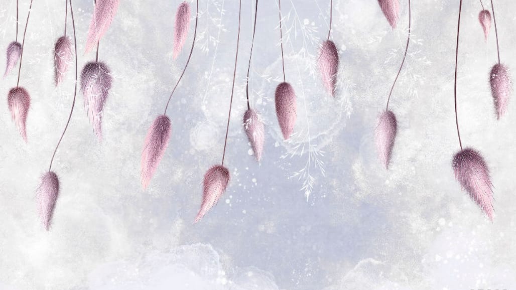 Фотообои на стену - современные, сиреневая, небо, листья, бутоны