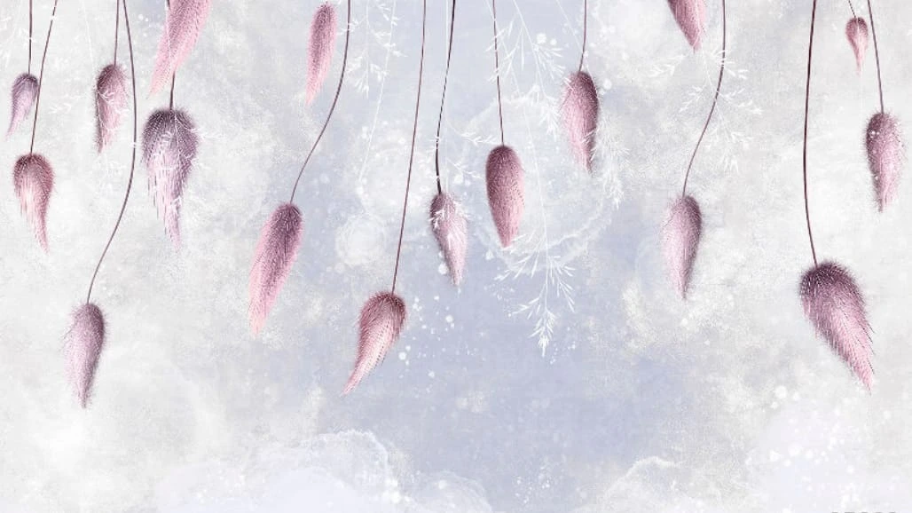 Фотообои и фрески на стену - современные, сиреневая, небо, листья, бутоны