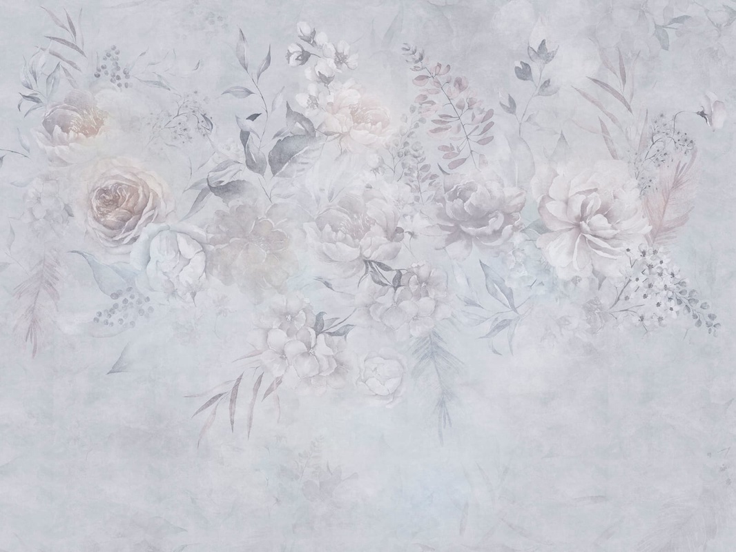 Фотообои на стену - современные, цветы, в стиле прованс, светло голубая