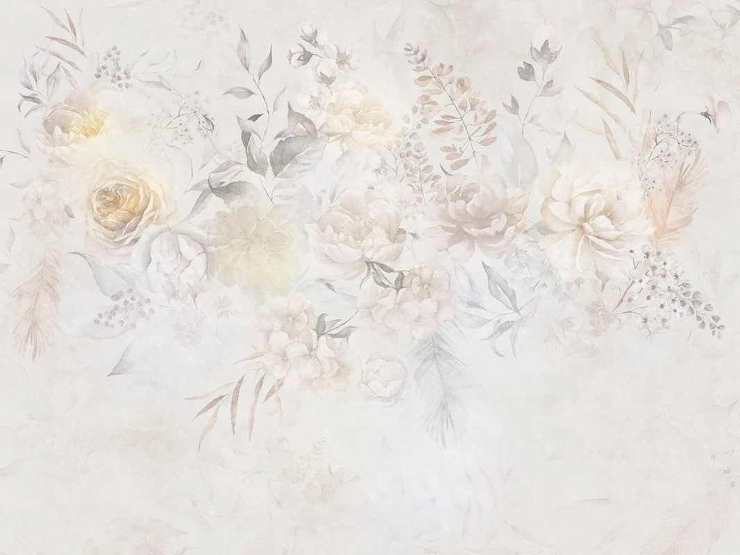Фотообои и фрески на стену - современные, цветы, в стиле прованс, кремовая, светлые, белые