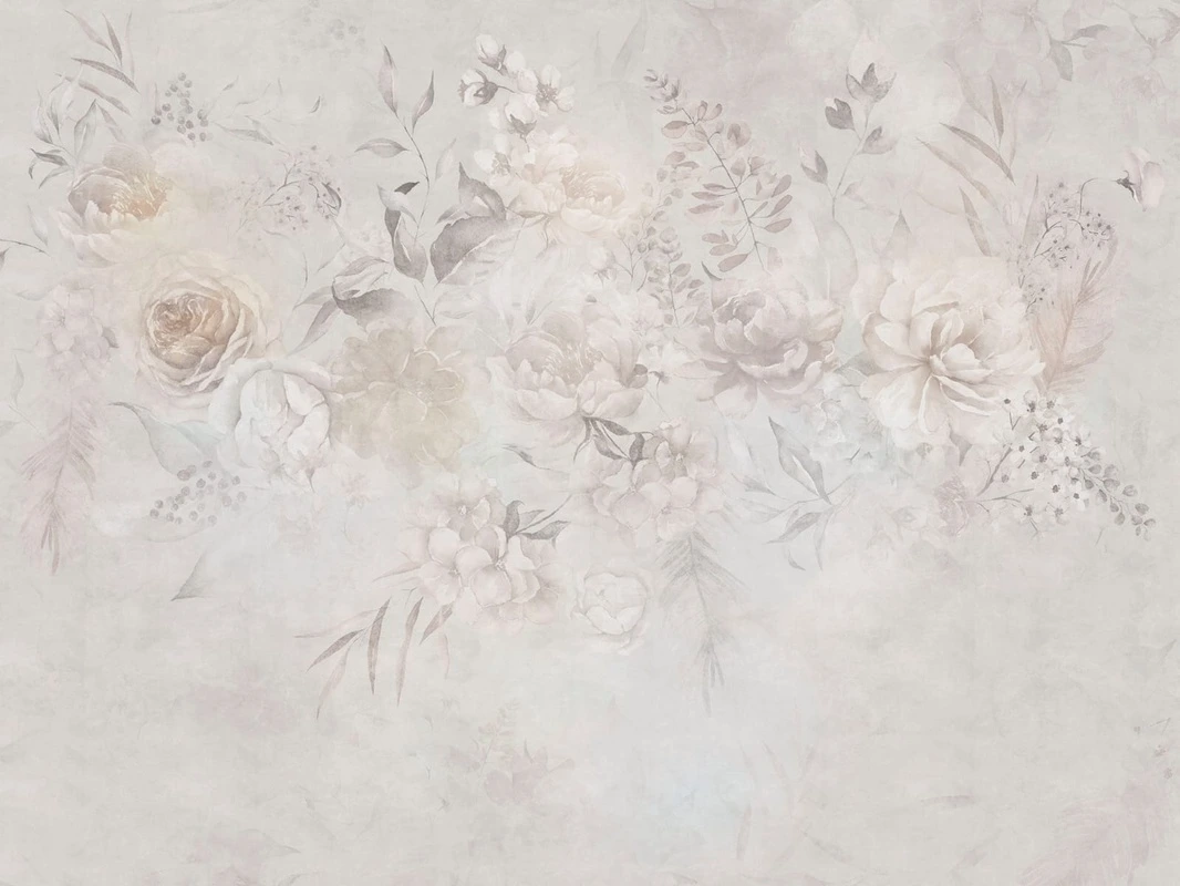 Фотообои и фрески на стену - современные, цветы, в стиле прованс, светло серые