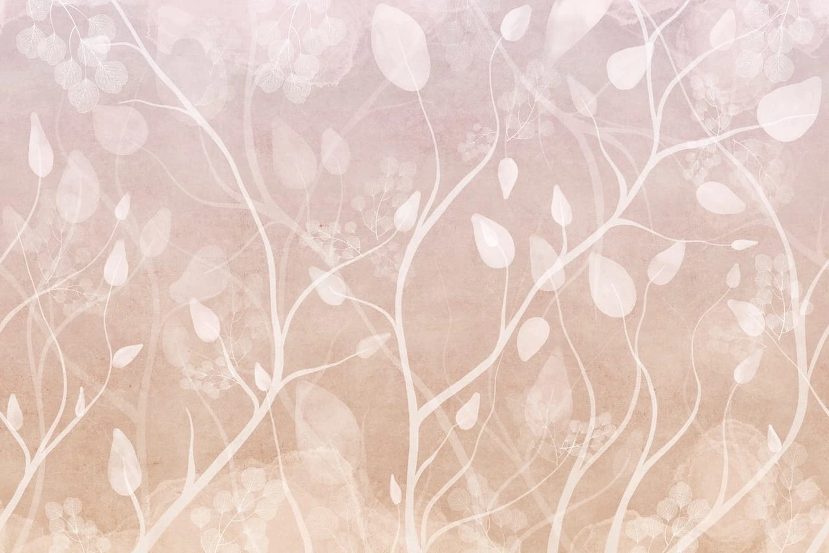 Фотообои и фрески на стену - современные, ветки, листья, светло коричневые