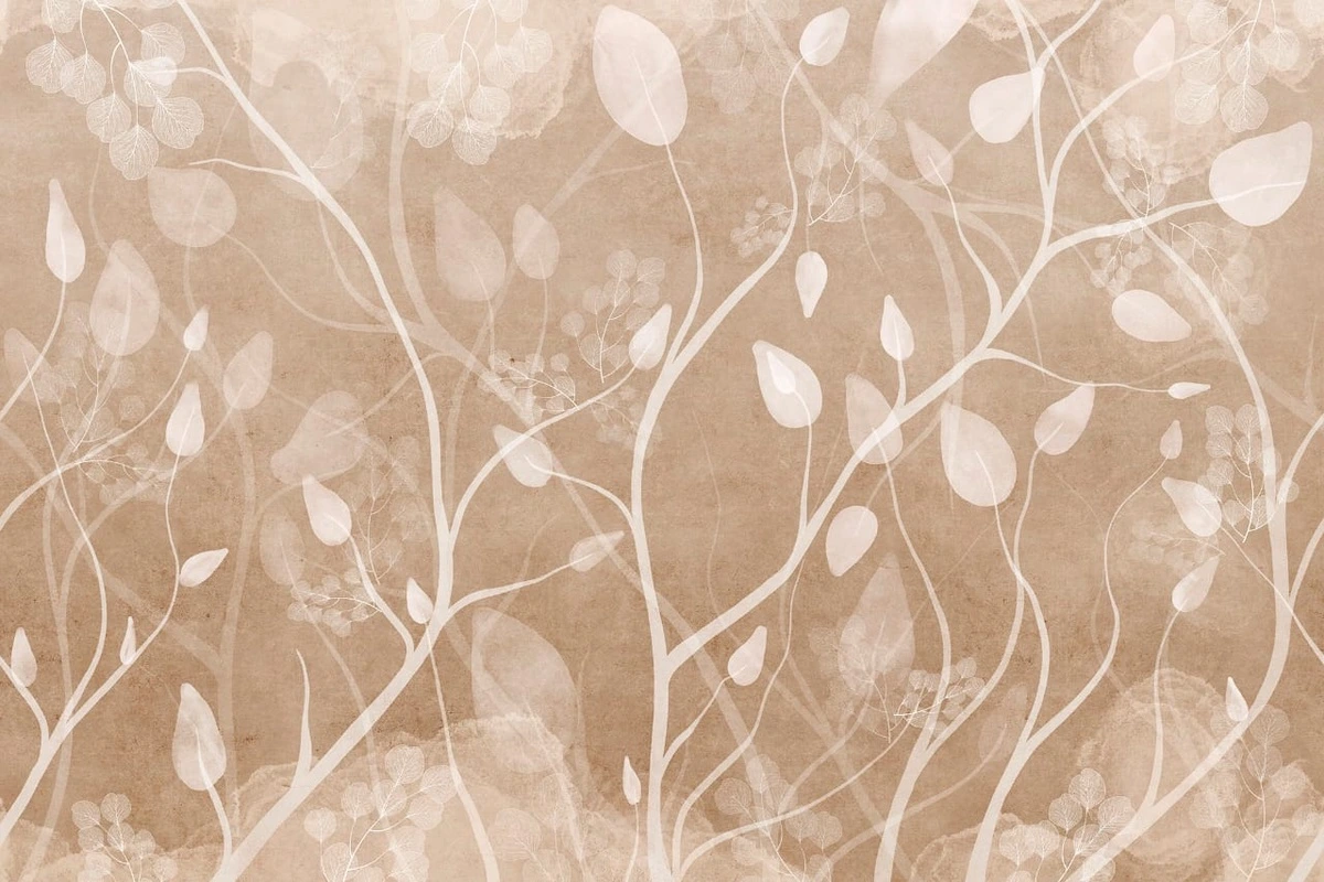 Фотообои и фрески на стену - современные, ветки, листья, коричневые