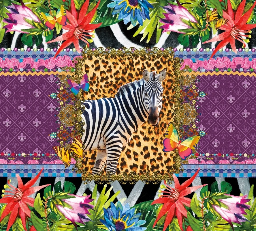 Фотообои и фрески на стену - в детскую комнату, яркие, зебра, с цветами