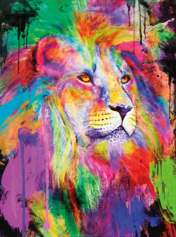 Фотообои и фрески на стену - в детскую комнату, лев, разноцветные краски