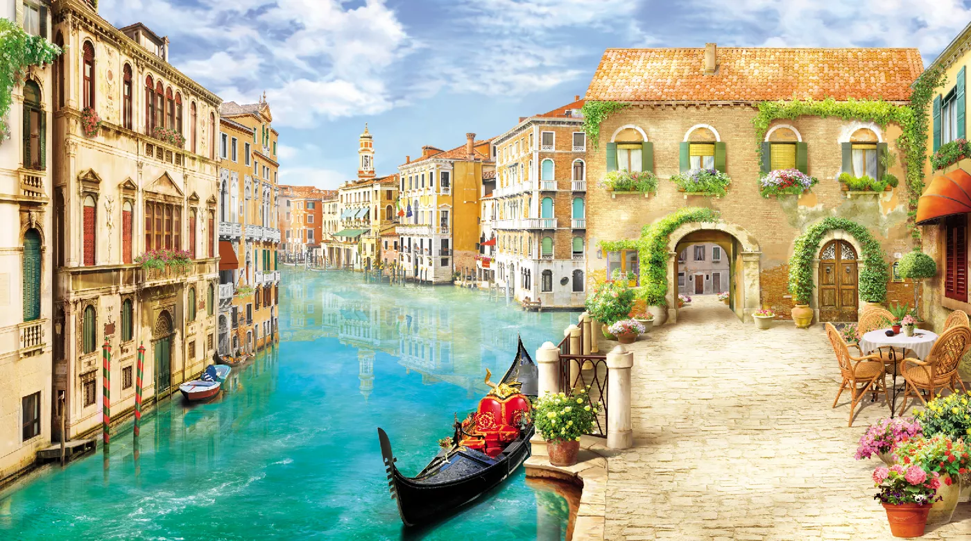 Фотообои и фрески на стену - города, улочки, здания, балконы, венеция