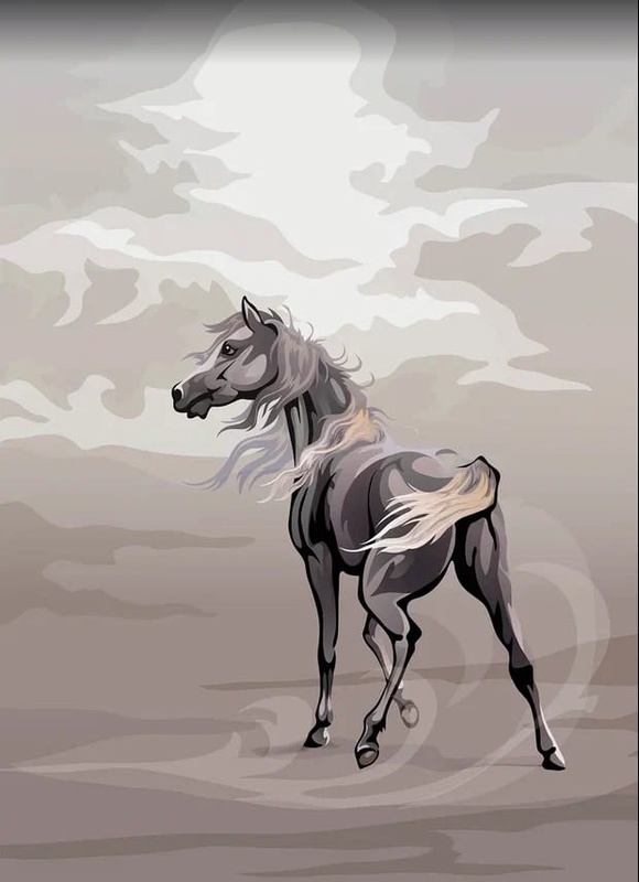 Фотообои и фрески на стену - в офис, лошадь, рисунок