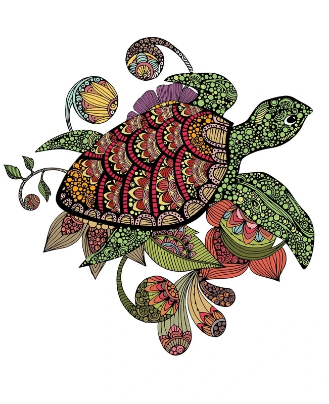 Фотообои на стену - в детскую комнату, черепаха, разноцветные