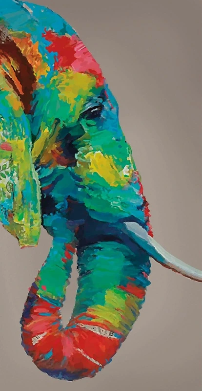 Фотообои на стену - живопись, слон, сине-зеленая