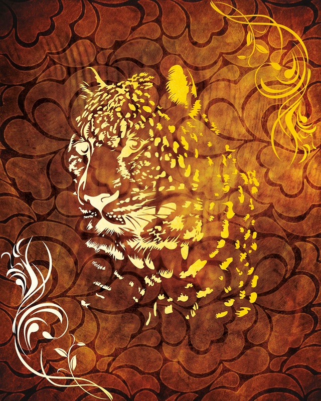 Фотообои и фрески на стену - леопард, голова, узоры