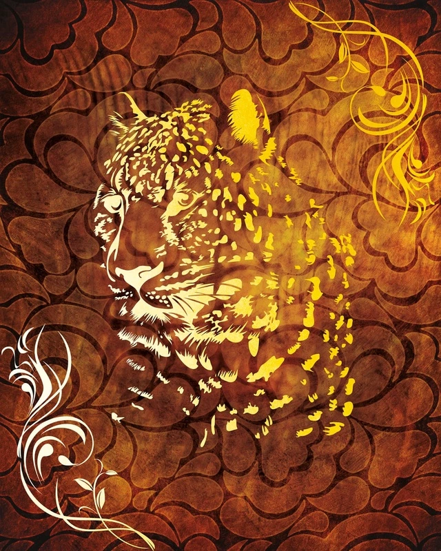 Фотообои и фрески на стену - леопард, голова, узоры