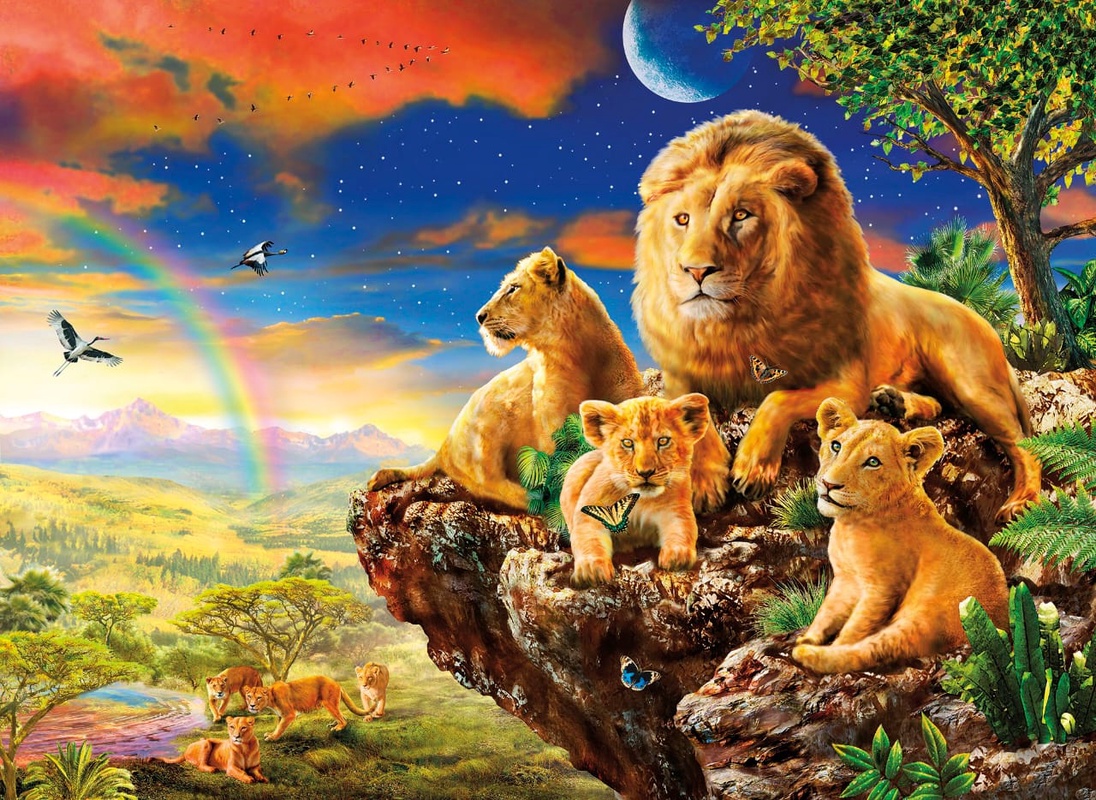 Фотообои и фрески на стену - в детскую комнату, львы, семейство львов