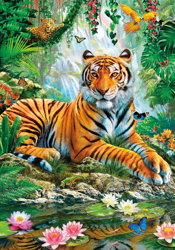 Фотообои и фрески на стену - в детскую комнату, тигр, яркие