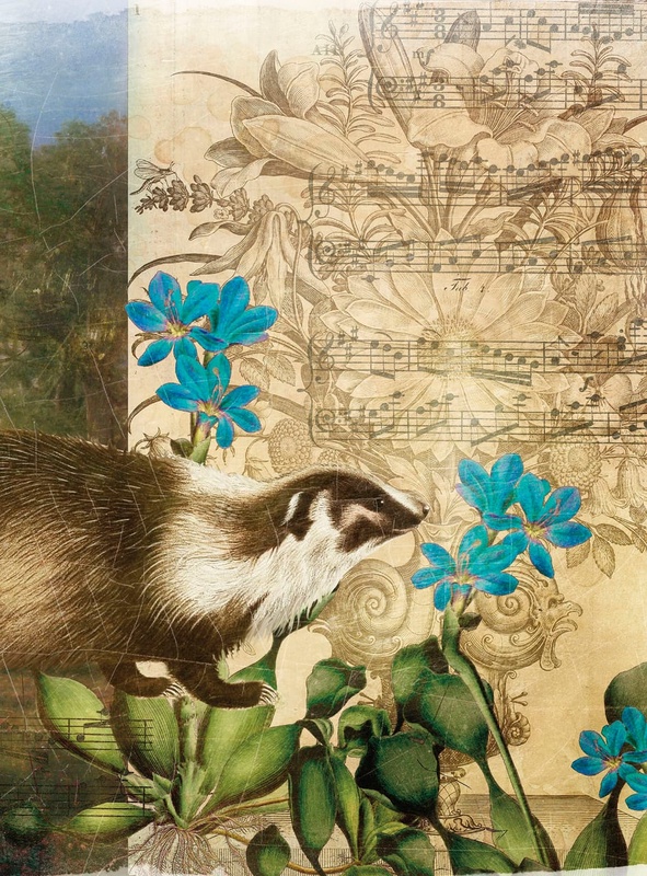 Фотообои и фрески на стену - в детскую комнату, барсук, ноты