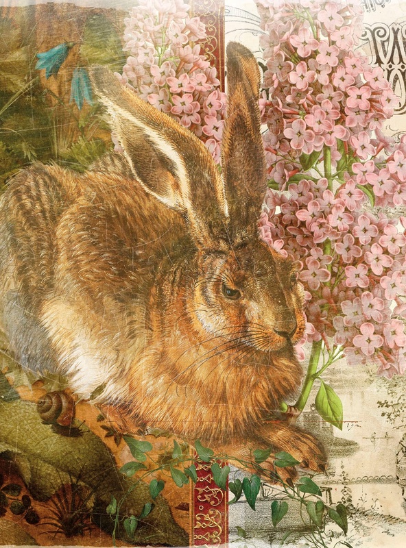 Фотообои и фрески на стену - в детскую комнату, заяц, кролик, в стиле прованс