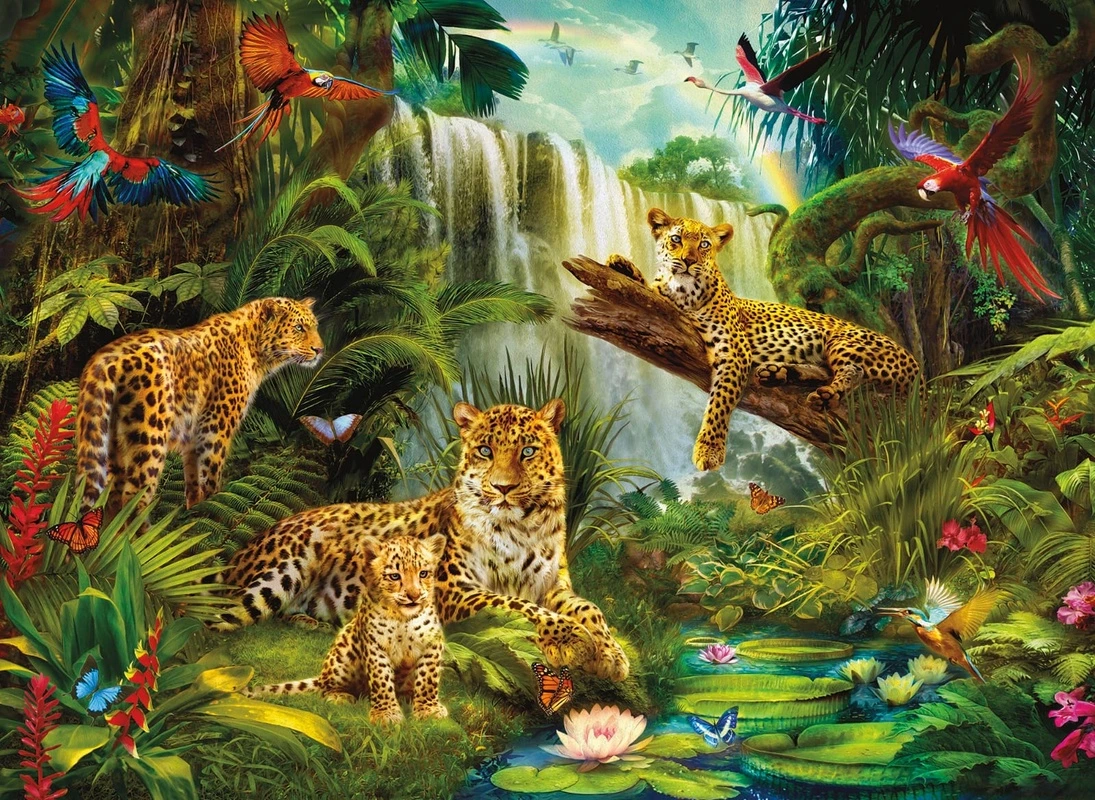 Фотообои и фрески на стену - в детскую комнату, тигры, птицы, в лесу