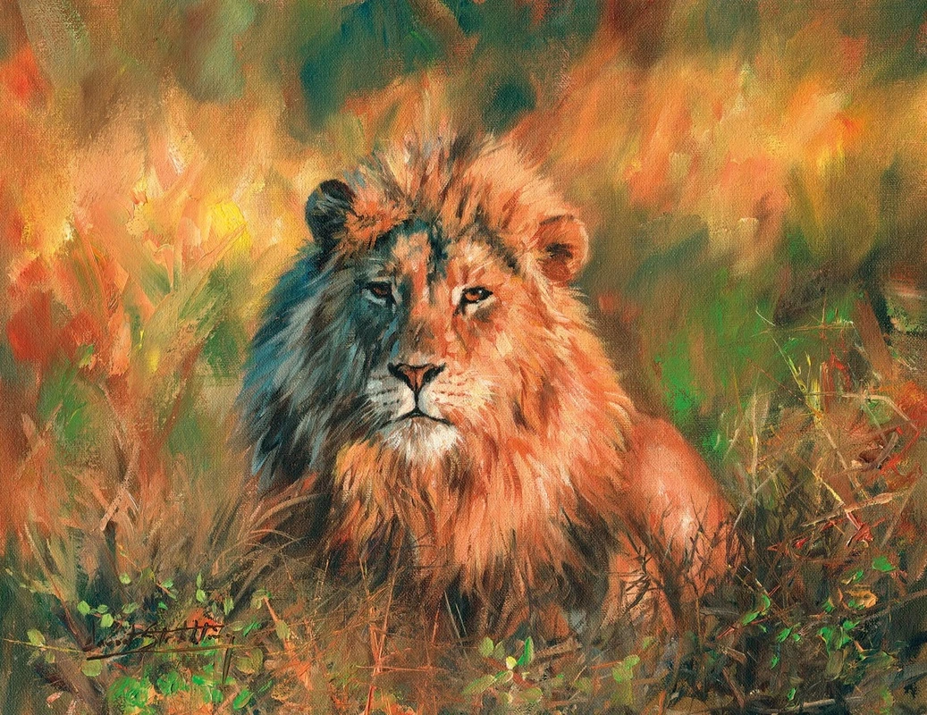 Фотообои на стену - живопись, лев