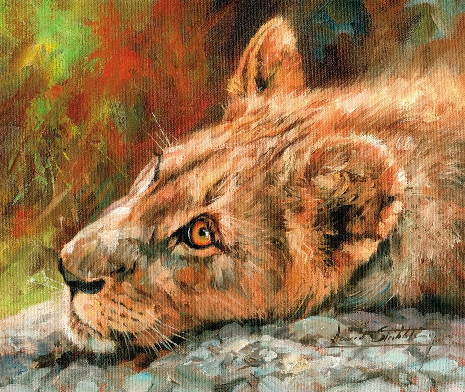 Фотообои на стену - живопись, львица