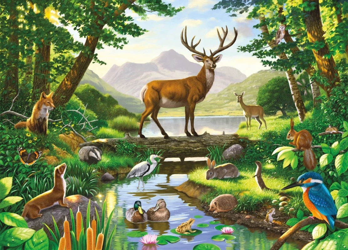 Фотообои на стену - в детскую комнату, природа, звери, лес, олень